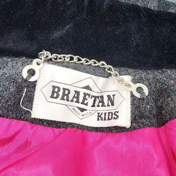 Vintage Girls Braetan Kids Gray Wool Velvet Coat Jacket Size 10 USA Union Made - Picture 10 of 13
